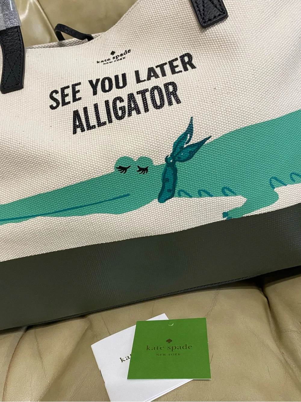 RARE Kate Spade Swamped See You Later Alligator Large Tote Canvas
